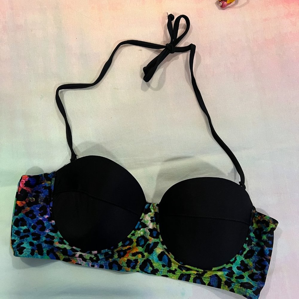 Kandy Wrappers Swim Black And Colorful Leopard Prin… Gem